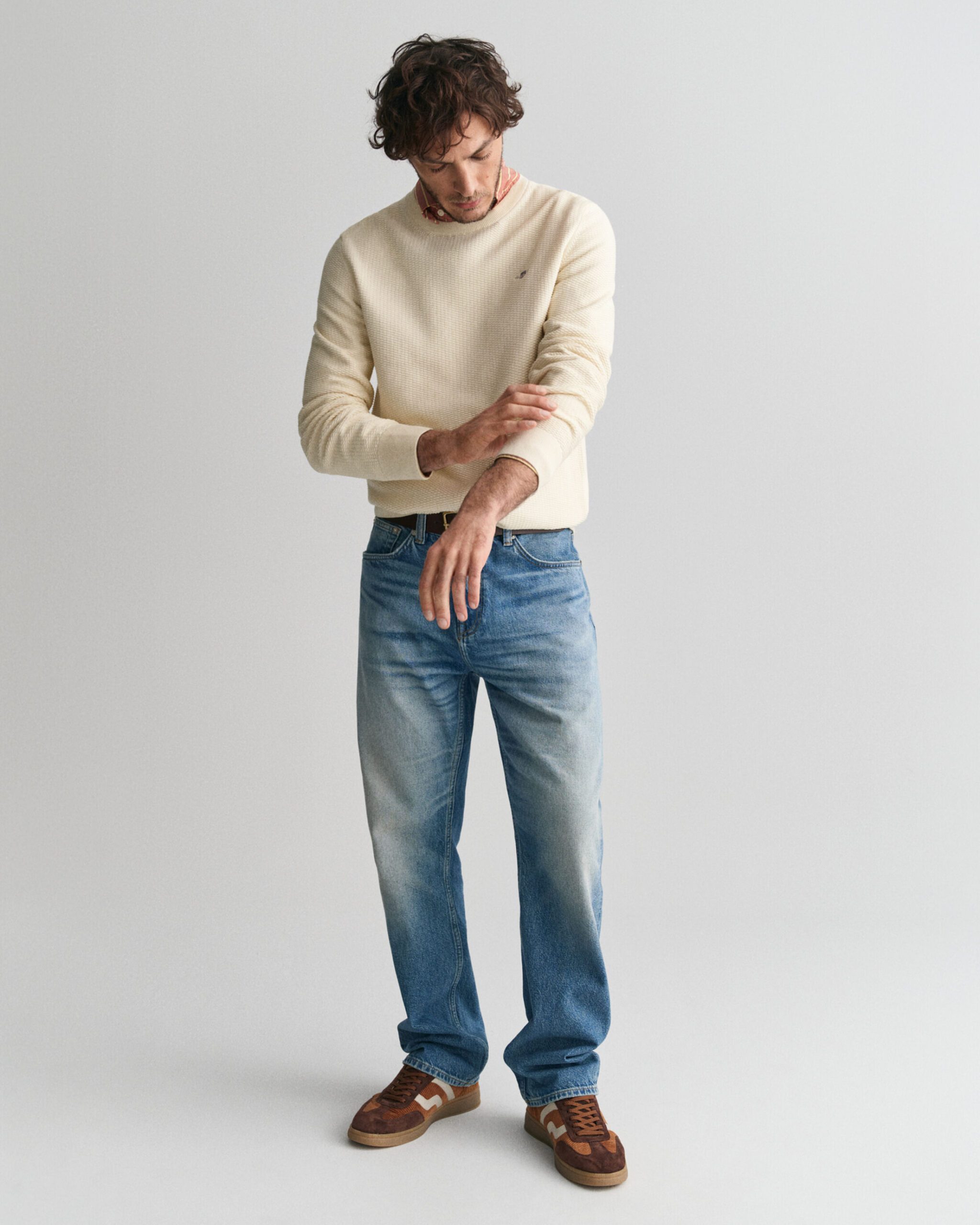 GANT Micro textured cotton crew neck